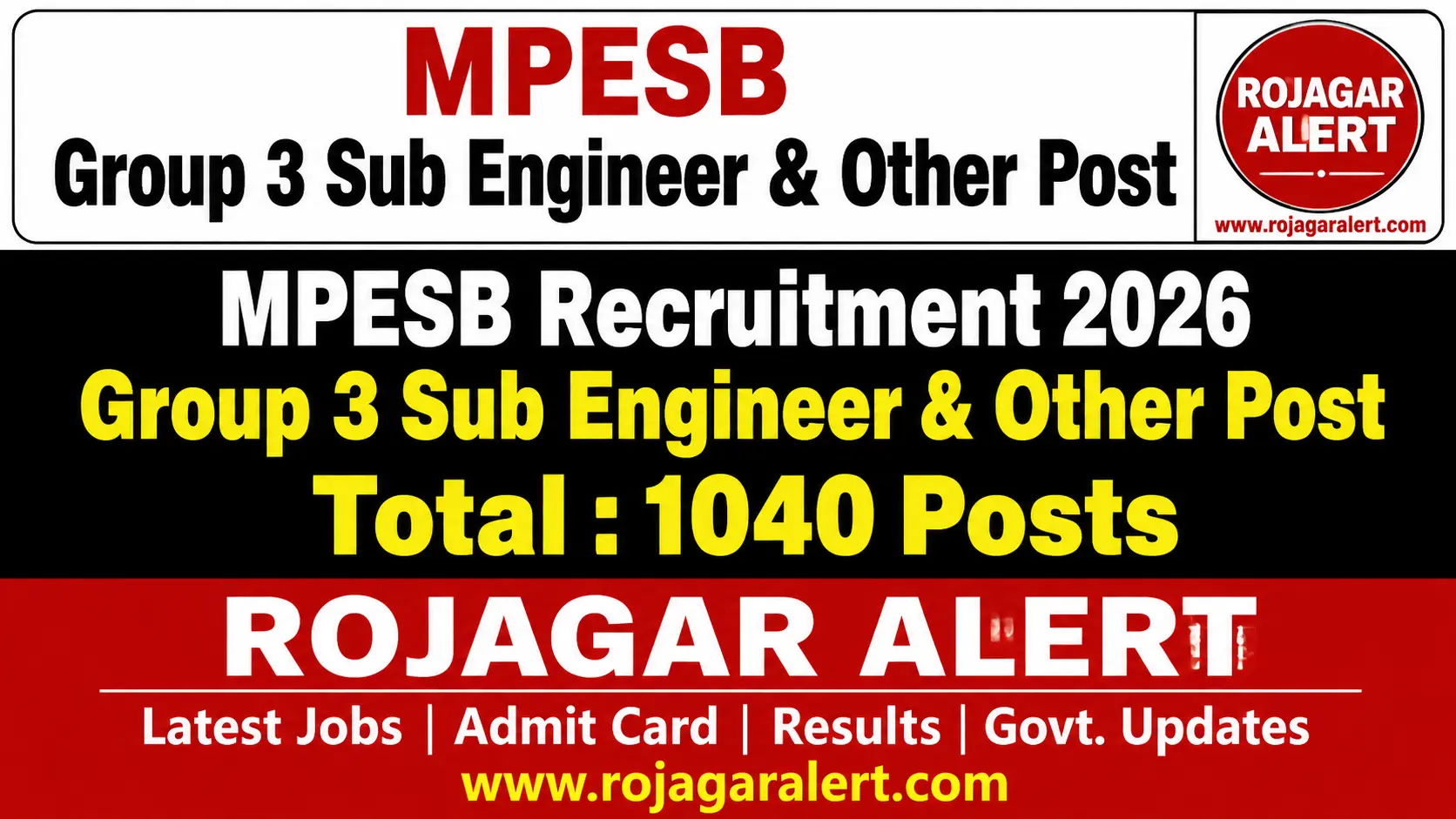 MPESB Group 3 Sub Engineer Recruitment 2026 – 1040 Posts