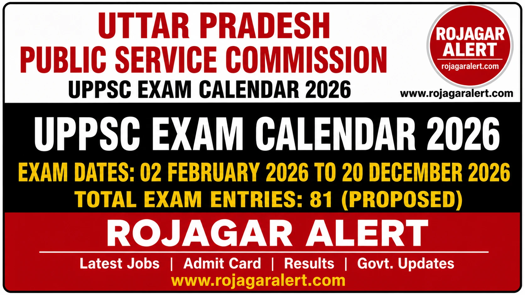 UPPSC Exam Calendar 2026 exam dates and schedule