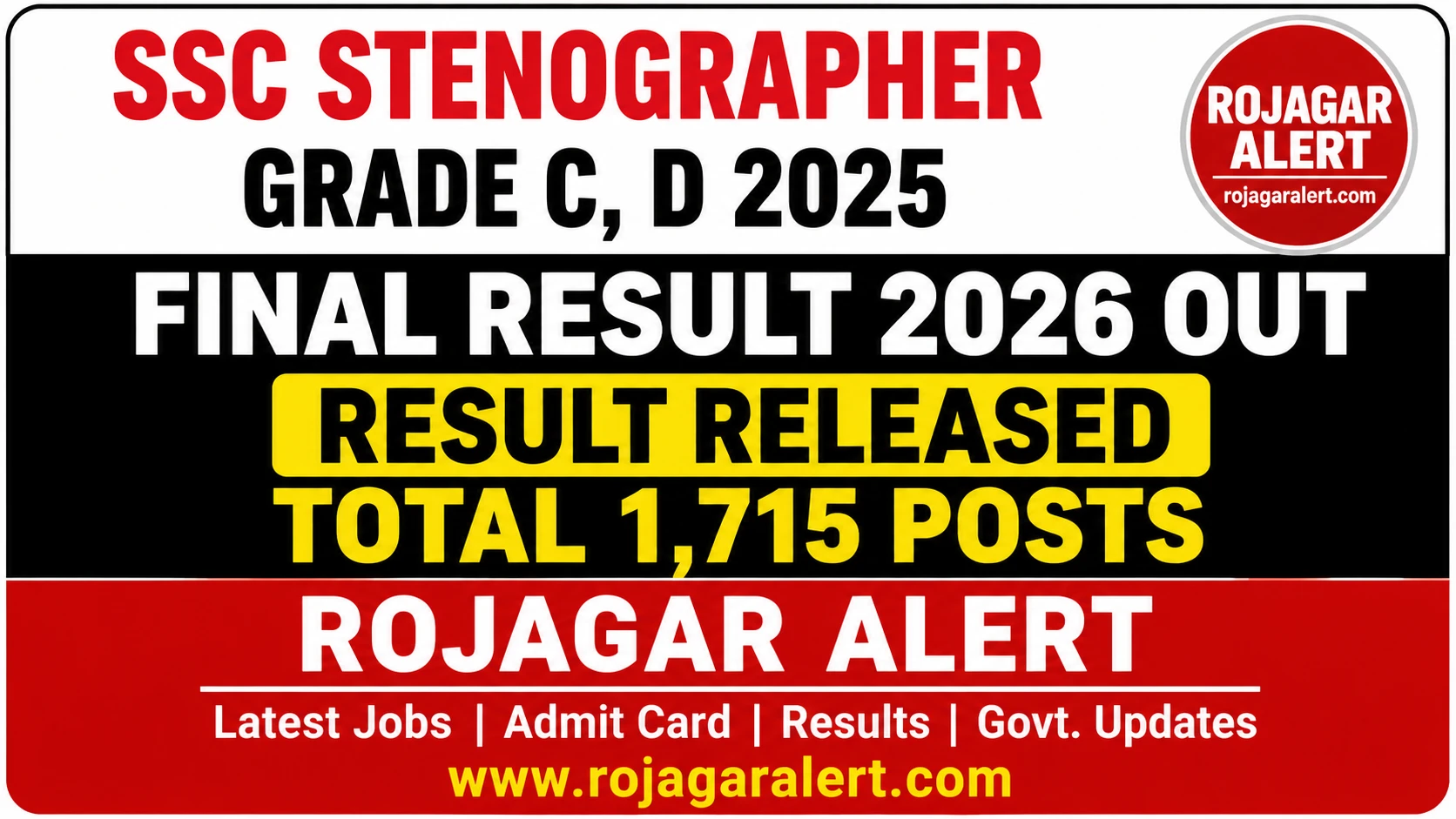 SSC Stenographer C, D 2025 Final Result 2026 Out – Result Released 2 SSC Stenographer C D 2025 Final Result 2026