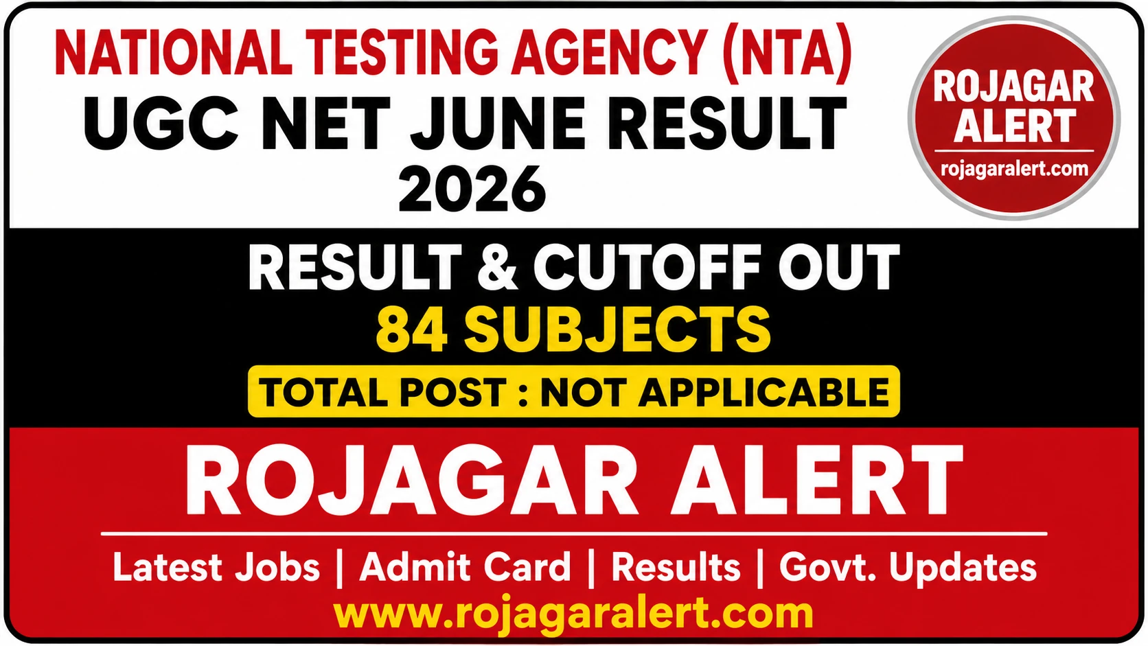 NTA UGC NET June 2026 result released for 84 subjects
