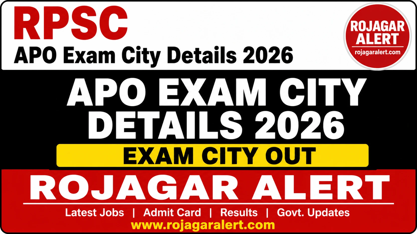 RPSC APO Exam City Details 2026