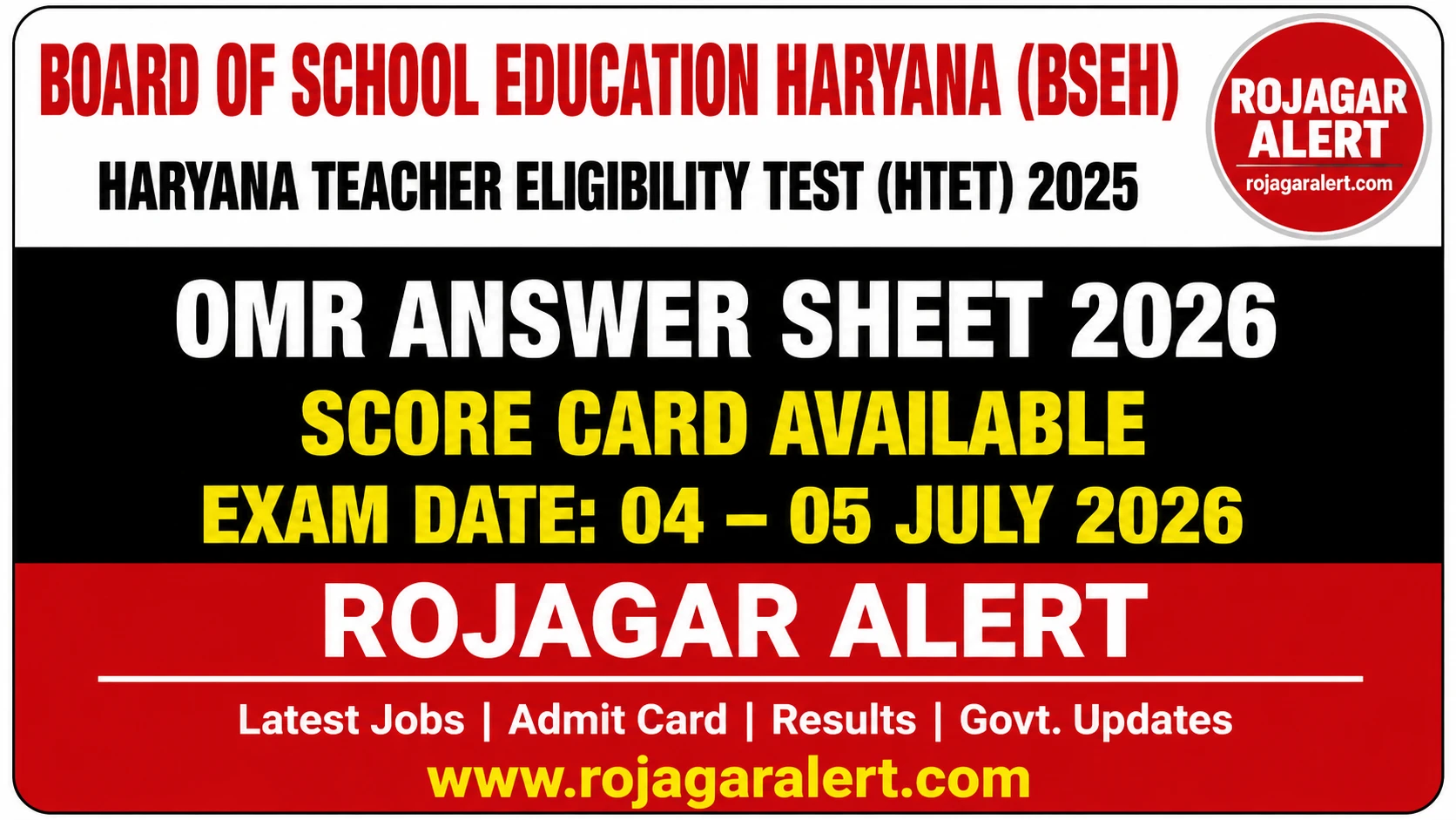 Haryana HTET OMR Answer Sheet 2026 latest update