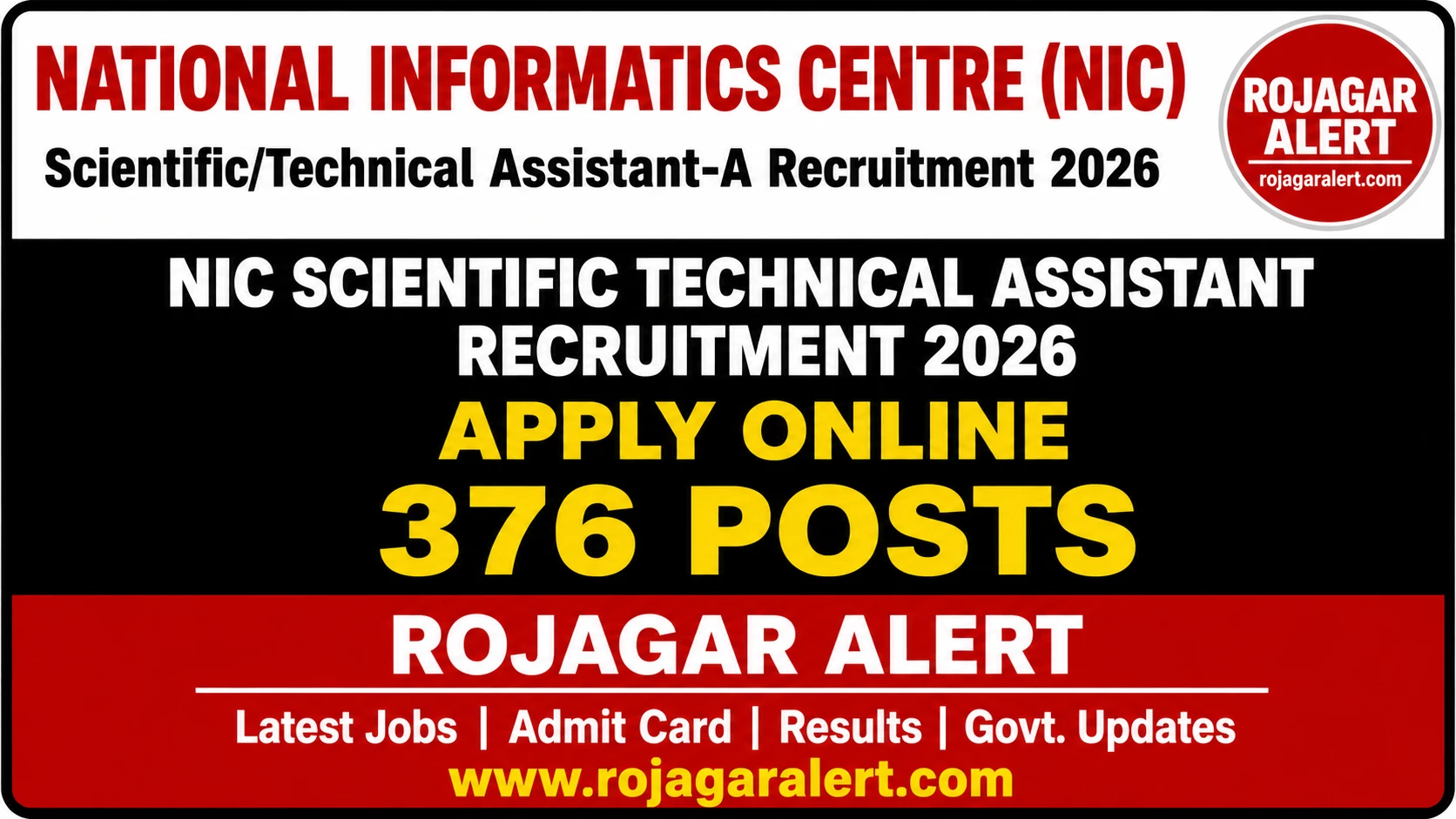 NIC Scientific Technical Assistant Recruitment 2026 376 Posts